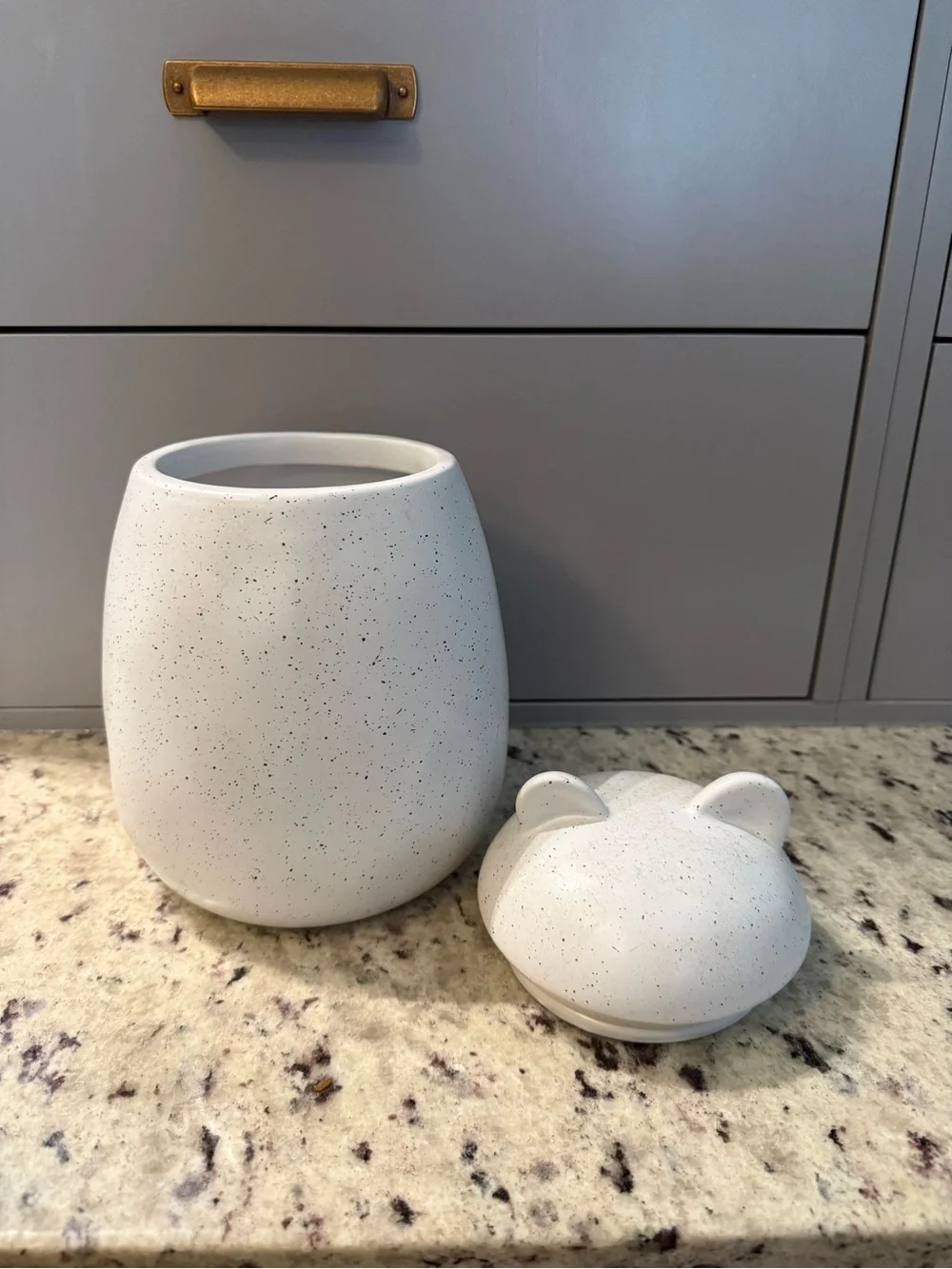 🆕 The West Elm Modern White Bear Ear Cookie Jar